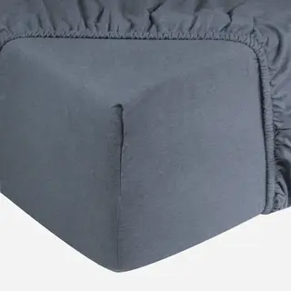 DoubleDry Jersey Stretch Hoeslaken - 100% Katoen - Tweepersoons 180x200 Cm - 25cm Matrasdikte - Rondom Elastiek - Blauw Melange