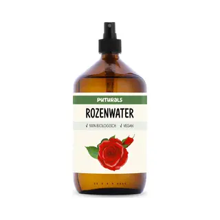 Puturals Rozenwater 100% Biologisch - 1000ml - Puur En Vegan - Rozenwater Voor Gezicht En Haar - Zonder Alcohol