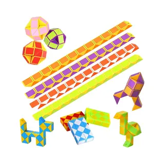 Partizzle 12x Fidget Toys Slangen Pakket - Puzzel Slang Uitdeelcadeautjes - Sensorisch / Educatief Klein Speelgoed - Grabbelton Traktatie Cadeautjes -