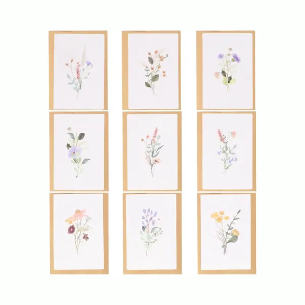 Partizzle® Partizzle 36x Droogbloemen Wenskaarten Met Enveloppen Set - Zonder Tekst - Mooie Botanische Ansichtkaarten Versturen - Huwelijk Bruiloft Trouwkaart thumbnail
