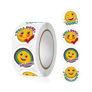 Jacey's Treasures 500 Stickers Op Rol - Smiley - Emoji - Beloningsstickers - Stickers Kinderen En Peuters - Zindelijkheidstraining - Sluitsticker - Sluitzegel -