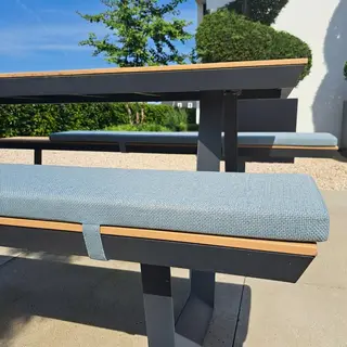 LuLu wonen LuLu Luxe Picknickbank Kussen - 180x24 Cm - 1 Stuk - Waterafstotend Tuinkussen - Blauw - 4cm Dik - Met Bevestigingsbanden.
