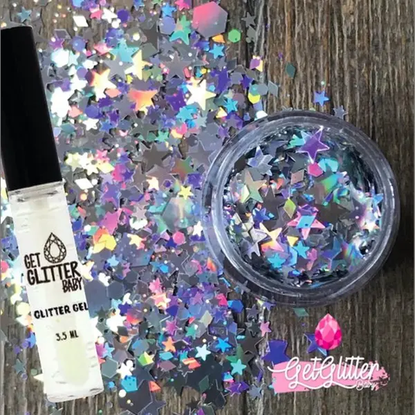 GetGlitterBaby® - Biologische / Biologisch Afbreekbare Zilveren Chunky Festival Glitters Voor Lichaam En Gezicht Jewels / Biodegradable Face Body thumbnail
