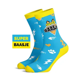 Silly Soles - Grappige Sokken Super Katten Baasje - One Size Huissokken Tekst Dieren - Grappige Cadeaus Mannen Dames Happy Originele Gekke Katten