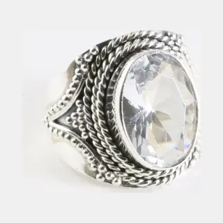 AsiAsia Bewerkte Zilveren Ring Met Bergkristal - Maat 19
