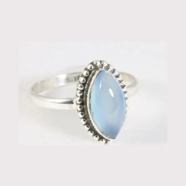 AsiAsia Fijne Bewerkte Zilveren Ring Met Blauwe Chalcedoon - Maat 17.5 thumbnail