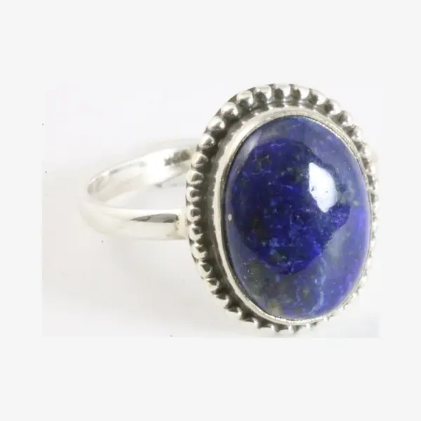AsiAsia Bewerkte Ovale Zilveren Ring Met Lapis Lazuli - Maat 17.5 thumbnail