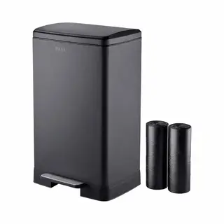 Bayt Prullenbak - Prullenbak 60 Liter - Pedaalemmer 60 Liter - Vuilnisbak 60 Liter - Afvalbak - Inclusief 2 Rollen Vuilniszakken - Rvs - Zwart