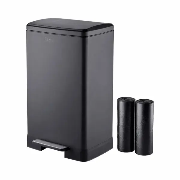 Bayt Prullenbak - Prullenbak 60 Liter - Pedaalemmer 60 Liter - Vuilnisbak 60 Liter - Afvalbak - Inclusief 2 Rollen Vuilniszakken - Rvs - Zwart thumbnail