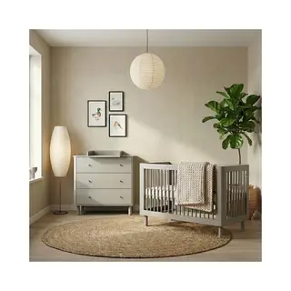 Born Lucky Helsinki Meegroei Babykamer 2 Delig Compleet – Baby Bed 70x140 Cm & Commode – Beige