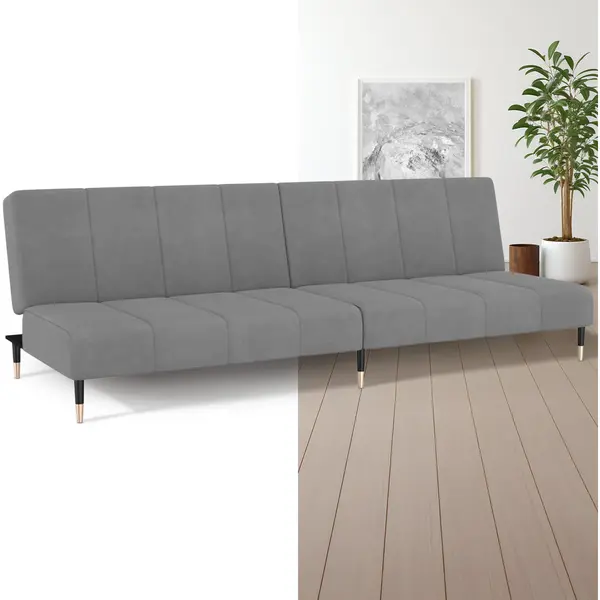 GranMaison Slaapbank - Uitklapbaar - Slaapstoel - Logeerbed - Zetelbed - Slaapfauteuil - Vouwbed - 2 Persoons - Zeer Comfortabel - Lichtgrijs thumbnail