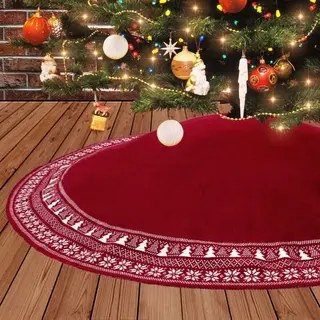 Flooq Kerstboomrok Rood - Kerstkleed - Kerstboomkleed - Kerst Versiering - 122cm – 1 Stuk