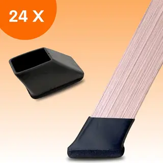 Flooq Premium Stoelpootdoppen Flexibel Rechthoekig Schuin 26 X 12mm - Anti-Kras Vilt - Stoelpoot Beschermers - Vloerbescherming - 24 Stuks – Frits