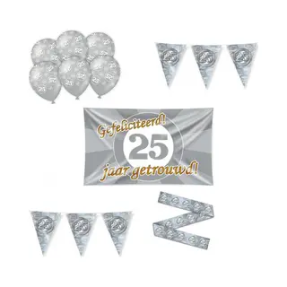 25 Jaar Getrouwd Pakket - Decoratie Versiering Set - Feestversiering