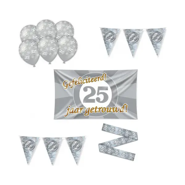 25 Jaar Getrouwd Pakket - Decoratie Versiering Set - Feestversiering thumbnail