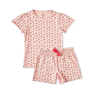 Little Label - Zomer Pyjama Meisjes - Roze Kersen - 146-152 / 12Y - Extra Zachte Bio-katoen