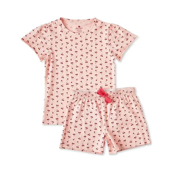 Little Label - Zomer Pyjama Meisjes - Roze Kersen - 146-152 / 12Y - Extra Zachte Bio-katoen thumbnail