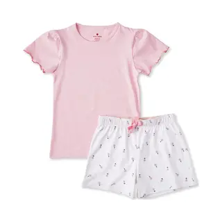 Little Label - Zomer Pyjama Meisjes - Wit Bloemetjes - 158-164 / 14Y - Extra Zachte Bio-katoen