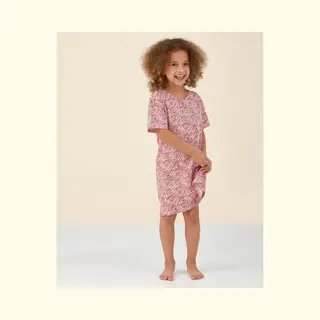 Little Label - Zomer Nachthemd Meisjes - Roze Zebra-streep - 170-176 / 16Y - Extra Zachte Bio-katoen