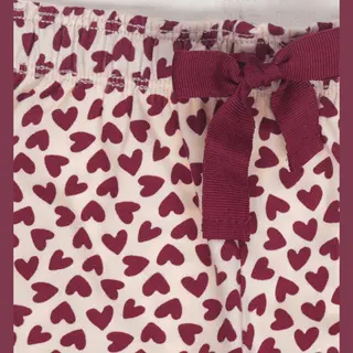 Little Label - Mila Zomer Pyjama Meisjes - Rode Hartjes 122-128 8Y - Maat, 122/128 - Bio-katoen