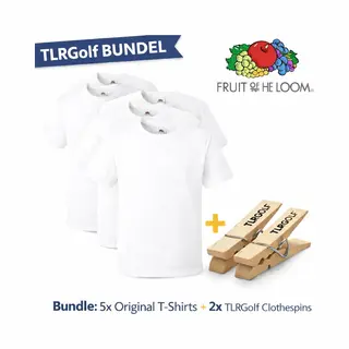 5 Pack Fruit Of The Loom Original Heren T-Shirt 100% Katoen Ronde Hals - Maat 3XL (Wit) Inclusief 2 TLRGolf Wasknijpers