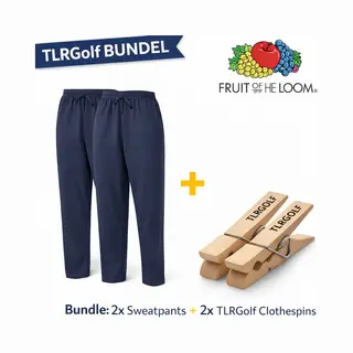 2 Pack Fruit Of The Loom Joggingbroek Heren Met Rechte Pijp - Trainingsbroek Heren - Navy (Maat Xl) Inclusief 2 TLRGolf Wasknijpers