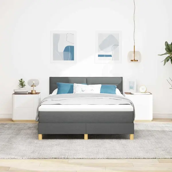 VidaXL Boxspringbett Mit Matratze Dunkelgrau 160 X 200 Cm Stoff thumbnail