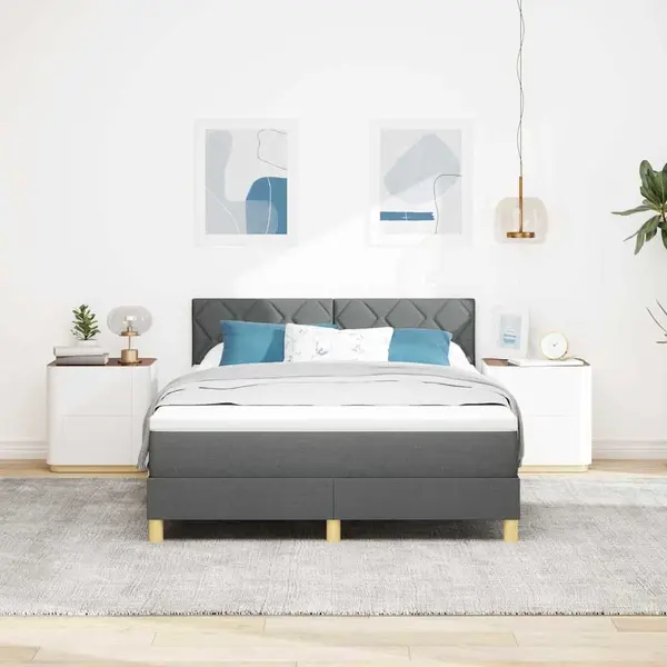 Boxspringbett Mit Matratze Dunkelgrau 160 X 200 Cm Stoff Vidaxl thumbnail