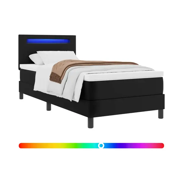 VidaXL Boxspringbett Mit Matratze Schwarz 90 X 200 Cm Kunstleder thumbnail