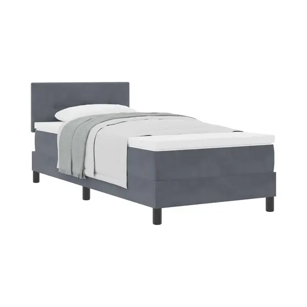 VidaXL Boxspringbett Mit Matratze Dunkelgrau 90 X 200 Cm Samt thumbnail