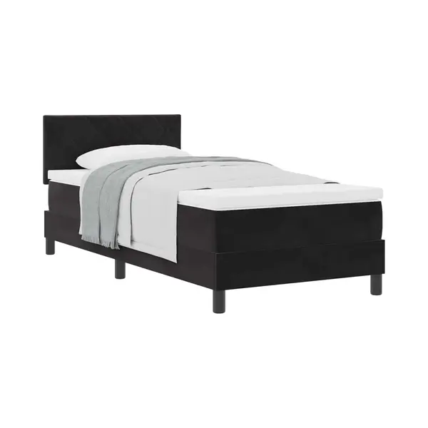 VidaXL Boxspringbett Mit Matratze Schwarz 100 X 200 Cm Samt thumbnail