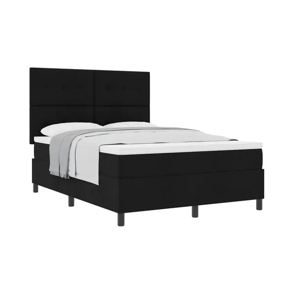 Vidaxl Boxspringbett Mit Matratze Schwarz 140 X 190 Cm Stoff thumbnail