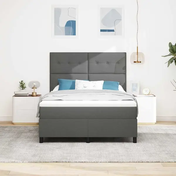 VidaXL Boxspring Bed Met Matras Donkergrijs 140 X 200 Cm Stof thumbnail