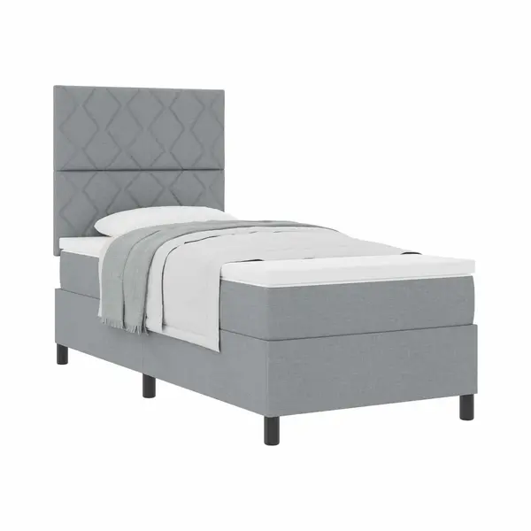 VidaXL Boxspring Bed Met Matras Lichtgrijs 100 X 200 Cm Stof thumbnail