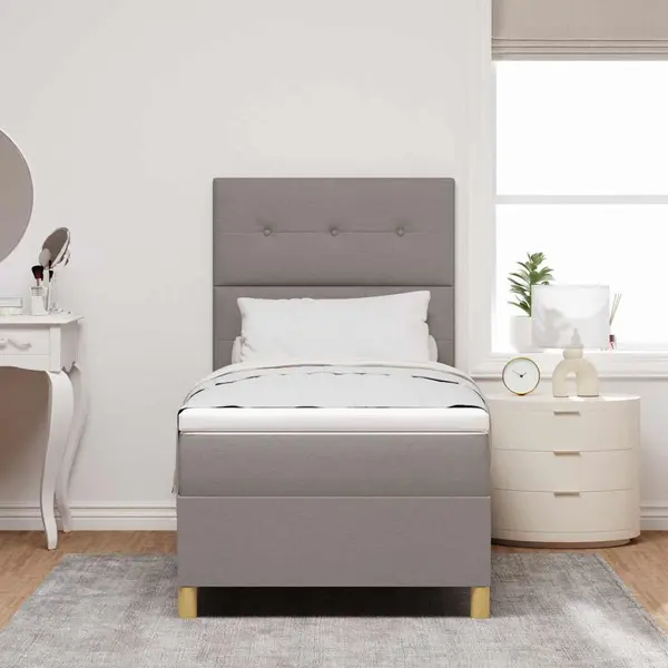 VidaXL Boxspringbett Mit Matratze Mit Kopfteil Taupe 80 X 200 Cm Stoff thumbnail