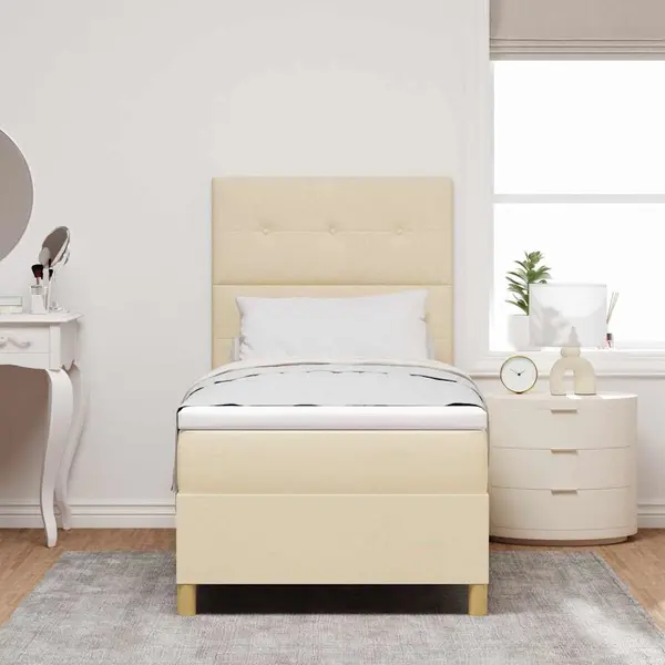 VidaXL Boxspring Bed Met Matras Met Hoofdeinde Crème 80 X 200 Cm Stof thumbnail