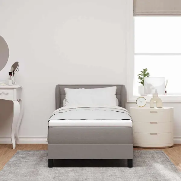 VidaXL Boxspringbett Mit Matratze Mit Kopfteil Taupe 80 X 200 Cm Stoff thumbnail