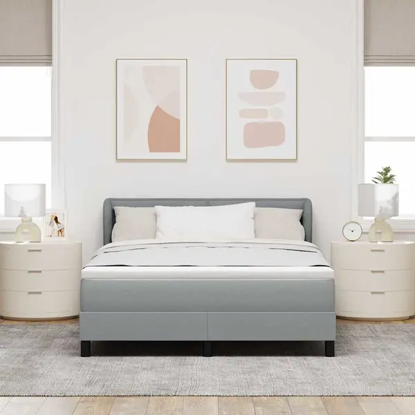 Boxspringbett Mit Matratze Hellgrau 140 X 200 Cm Stoff Vidaxl thumbnail