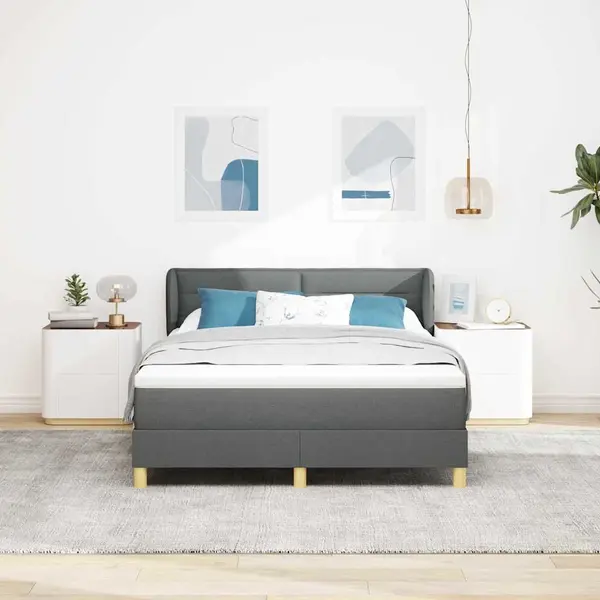 VidaXL Boxspringbett Mit Matratze Dunkelgrau 140 X 200 Cm Stoff thumbnail