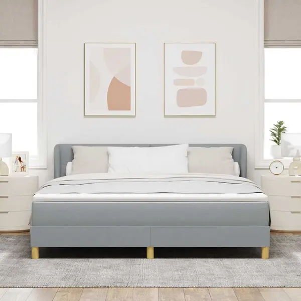 VidaXL Boxspringbett Mit Matratze Hellgrau 180 X 200 Cm Stoff thumbnail