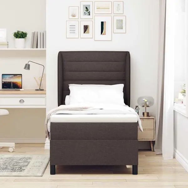 VidaXL Boxspring Bed Met Matras Donkerbruin 90 X 200 Cm Stof thumbnail