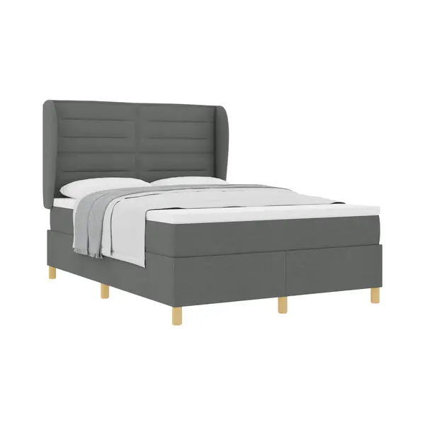 VidaXL Boxspring Bed Met Matras Donkergrijs 200 X 160 Cm Stof thumbnail