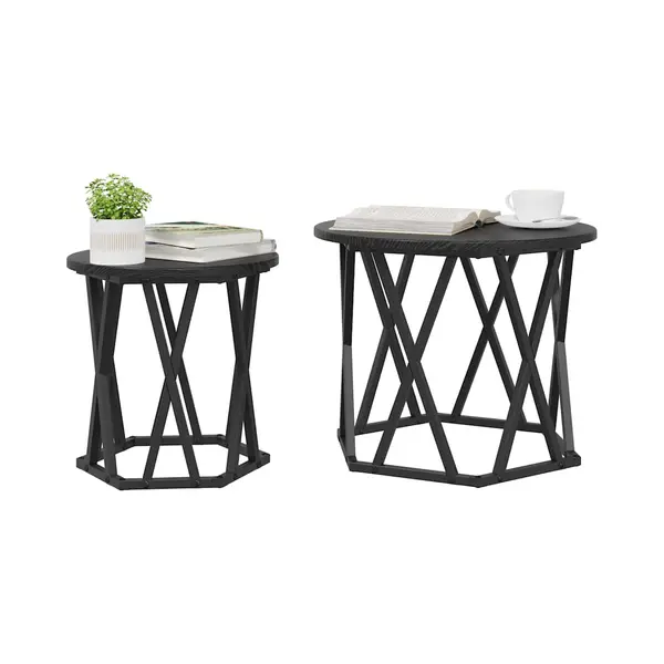 Vidaxl - Beistelltisch 2 Pcs Schwarze Eiche 50 X 50 X 40 Cm thumbnail