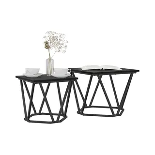 Beistelltisch-set 2 Pcs Schwarze Eiche 50 X 50 X 40 Cm Vidaxl