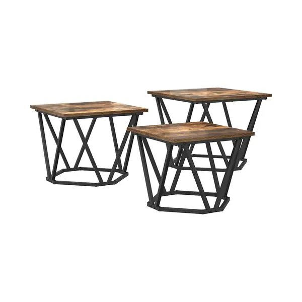 VidaXL Couchtisch 3 Pcs Geräucherte Eiche Ingenieure Holz Und Stahl thumbnail