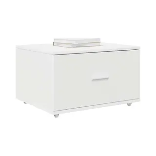 VidaXL Drawer Cabinet With Wheel White 55 X 45 X 31 Cm, Ample Storage, Modern Rectangular Drawer Cabinet, Compact Furniture Solution For Indoor