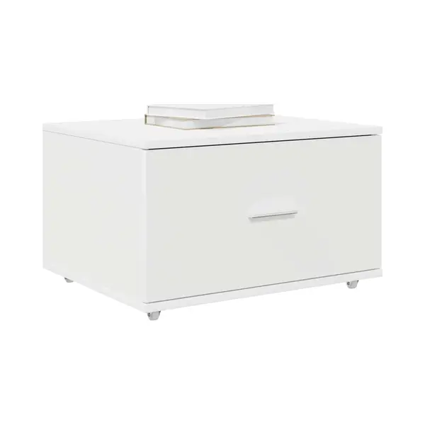 VidaXL Drawer Cabinet With Wheel White 55 X 45 X 31 Cm, Ample Storage, Modern Rectangular Drawer Cabinet, Compact Furniture Solution For Indoor thumbnail