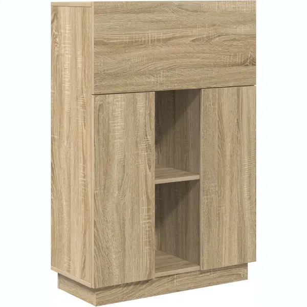 VidaXL Desk Sonoma Oak 71.5 X 31.5 X 106.5 Cm Engineered Wood, Modern Rectangular Desk, Compact Home Office Workspace, Functional Storage With thumbnail