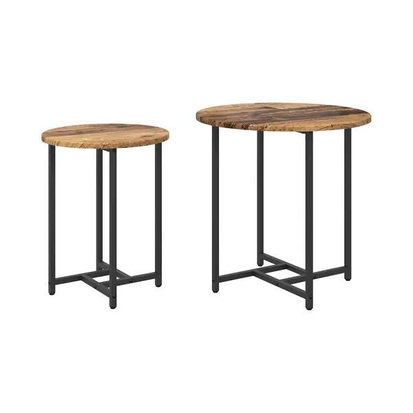 VidaXL Beistelltisch-Set 2 Pcs Altholz Und Schwarz thumbnail