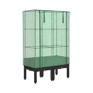 VidaXL Hochbeet Mit Gewächshaus-Aufsatz Rattan-Optik 80x40x140 Cm